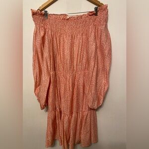 H&M Coral Patterned Long Sleeve Dress